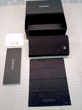 Brand New/Never Used CHANEL Quilted Sunglass Blk Case Magnetic/ Box/Cloth